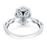 Oval Natural Stone Floral Halo Ring