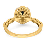 Oval Natural Stone Floral Halo Ring
