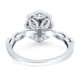Oval Natural Stone Floral Halo Ring