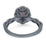 Oval Natural Stone Floral Halo Ring