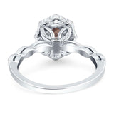 Oval Natural Stone Floral Halo Ring