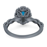 Oval Natural Stone Floral Halo Ring