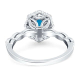 Oval Natural Stone Floral Halo Ring