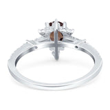 Pear Teardrop Natural Stone Cluster Ring