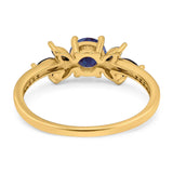 Art Deco Round Natural Stone Floral Ring