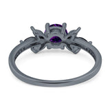 Art Deco Round Natural Stone Floral Ring