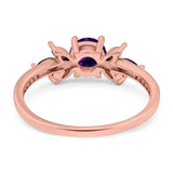 Art Deco Round Natural Stone Floral Ring