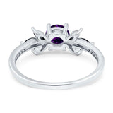 Art Deco Round Natural Stone Floral Ring