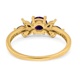 Art Deco Round Natural Stone Floral Ring