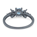 Art Deco Round Natural Stone Floral Ring