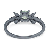 Art Deco Round Natural Stone Floral Ring