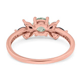 Art Deco Round Natural Stone Floral Ring