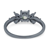 Art Deco Round Natural Stone Floral Ring