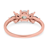 Art Deco Round Natural Stone Floral Ring