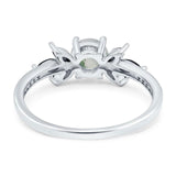 Art Deco Round Natural Stone Floral Ring