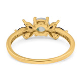 Art Deco Round Natural Stone Floral Ring