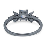 Art Deco Round Natural Stone Floral Ring