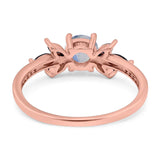 Art Deco Round Natural Stone Floral Ring