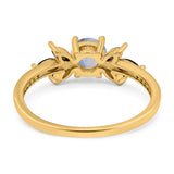 Art Deco Round Natural Stone Floral Ring