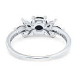 Art Deco Round Natural Stone Floral Ring