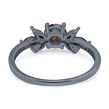 Art Deco Round Natural Stone Floral Ring