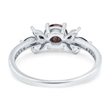 Art Deco Round Natural Stone Floral Ring