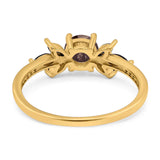 Art Deco Round Natural Stone Floral Ring