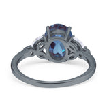 Art Deco Oval Natural Stone Wedding Ring