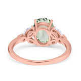 Art Deco Oval Natural Stone Wedding Ring
