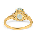 Art Deco Oval Natural Stone Wedding Ring