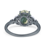 Art Deco Oval Natural Stone Wedding Ring