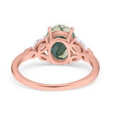 Art Deco Oval Natural Stone Wedding Ring