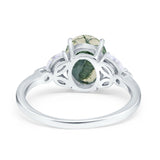 Art Deco Oval Natural Stone Wedding Ring