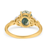Art Deco Oval Natural Stone Wedding Ring