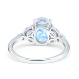 Art Deco Oval Natural Stone Wedding Ring