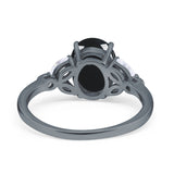 Art Deco Oval Natural Stone Wedding Ring