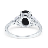 Art Deco Oval Natural Stone Wedding Ring