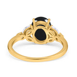 Art Deco Oval Natural Stone Wedding Ring