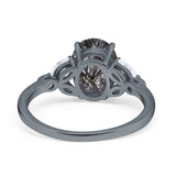 Art Deco Oval Natural Stone Wedding Ring