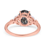 Art Deco Oval Natural Stone Wedding Ring