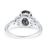 Art Deco Oval Natural Stone Wedding Ring
