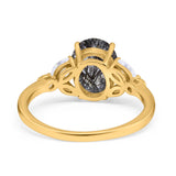 Art Deco Oval Natural Stone Wedding Ring