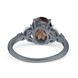 Art Deco Oval Natural Stone Wedding Ring