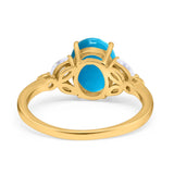 Art Deco Oval Natural Stone Wedding Ring