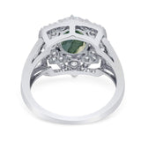 Vintage Style Oval Natural Stone Floral Ring