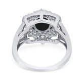 Vintage Style Oval Natural Stone Floral Ring