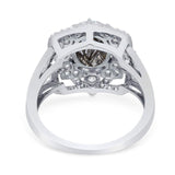 Vintage Style Oval Natural Stone Floral Ring
