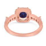 Art Deco Round Natural Stone Halo Ring