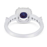 Art Deco Round Natural Stone Halo Ring