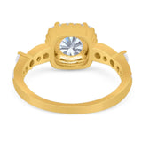 Art Deco Round Natural Stone Halo Ring